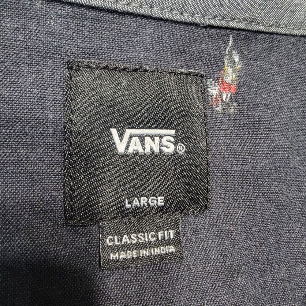 Vans Shirt Mens L Short Sleeve Button Up Black Tres Palmas Beach Scenes Print - Picture 6 of 12
